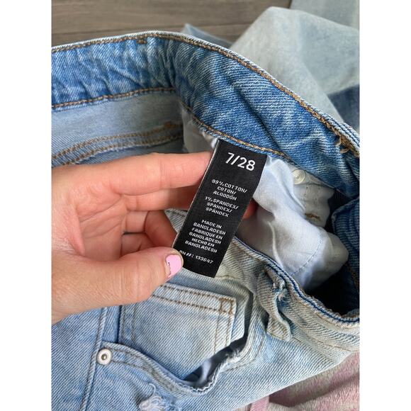 Celebrity Pink Slim Straight Jeans Two-Tone Color Block Distressed Sz 7/28 - Picture 7 of 7